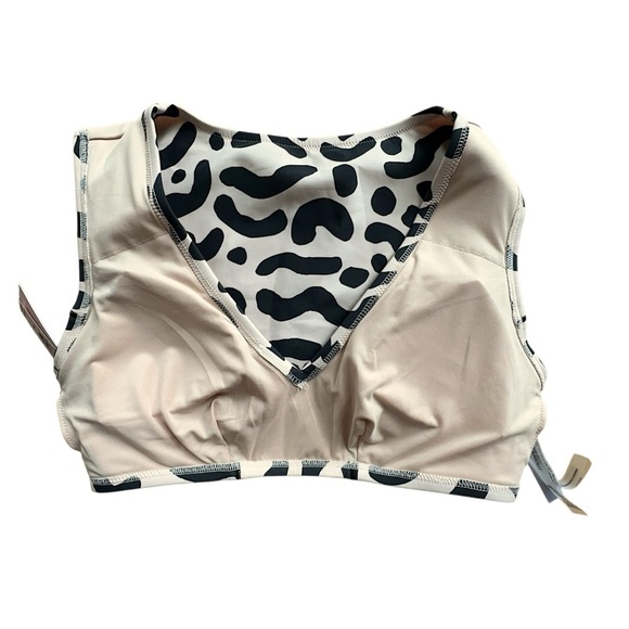 NWT VICTORIA’S SECRET CROPPED TEE BIKINI TOP ANIMAL PRINT BLACK & CREAM | MEDIUM - Picture 5 of 10
